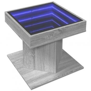 Mesa de centro y LED madera ingeniería gris Sonoma 50x50x45 cm
