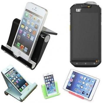 Escritorio Soporte universal dock para Caterpillar Cat S60, negro, fuerte, ligero y compacto | Multi-ángulo del sostenedor del soporte portátil para tabletas, e-readers y smartphones Fold-Up Docking Station cuna del muelle turística montaje muelle Viaj