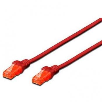 DIGITUS CAT 6 U-UTP patch cable, 0.5m, red LAN DSL Ethernet cable, LSZH, cobre, AWG 26/7, rojo