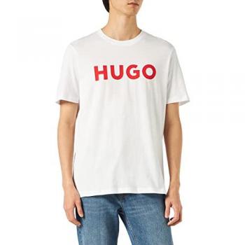 Camiseta de Manga Corta HUGO Dulivio para Hombre, Blanco, Regular Fit, Sostenible, Algodón, Talla XS