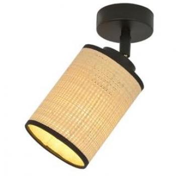 Lámpara de Techo Yoga EPIKASA, Acero con Recubrimiento de Polvo y Tejido, Negro y Marrón, 10x22x10 cm