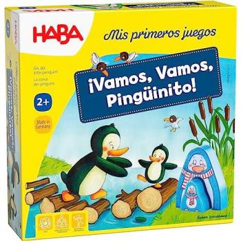 Juego Infantil de Mesa ¡Vamos, Vamos, Pingüinito! - HABA, 21x21x4 cm, para niños mayores de 2 años