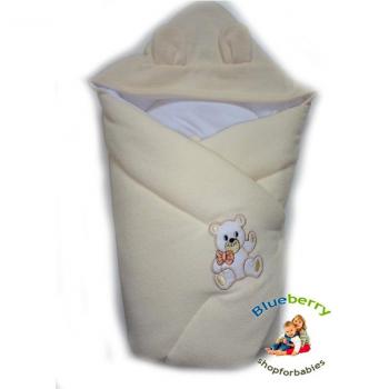 BlueberryShopThermo manta con capucha para envolver al bebé, Saco de dormir para bebés recién nacidos, Para bebés de 0-3 meses, Baby Shower, 78 x 78 cm, Blanco