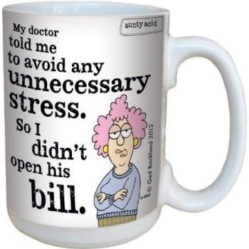 Tree-Free Greetings lm43857 Hilarious Aunty Acid Unnecessary Stress by The Backland Studio Ceramic Mug, 15-Ounce by Tree-Free Greetings
