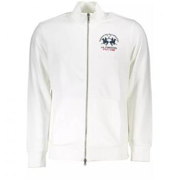 Elegant White Cotton-Blend Zip-Up Sweatshirt - Size L