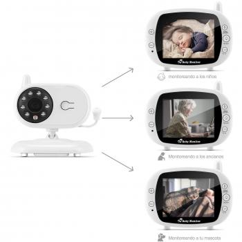 Vigilabebés Inalámbrico, BOIFUN Bebé Monitor Inteligente con Pantalla LCD 3.5, Cámara Vigilancia Bebe, Visión Nocturna, Monitoreo de Temperatura, Comunicación Bidireccional - Ampliable a 4 Cameras