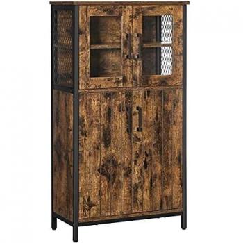 Armario Multiuso VASAGLE con Estantes Ajustables, Estructura de Acero, Estilo Industrial, 60 x 30 x 108 cm, Marrón Rustico