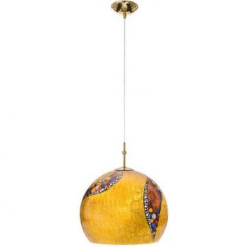 Lámpara colgante moderna LUNA 24K Gold, 1 bombilla E27, pantalla de vidrio con patrón Kiss Gold