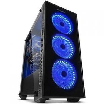 NOX Torre ATX Hummer TG Fan Blue LED Torre Negro Carcasa de Ordenador - Caja de Ordenador
