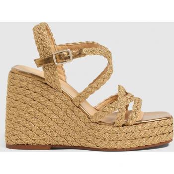 Sandalias Timotea en piel con trenzado metalizado