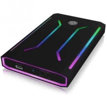 ICY BOX IB-G226L-C31 Carcasa Externa para Disco Duro/SSD, 2.5 Pulgadas, USB 3.1 Gen 2 (10 Gbps), Iluminación RGB, Compatible con