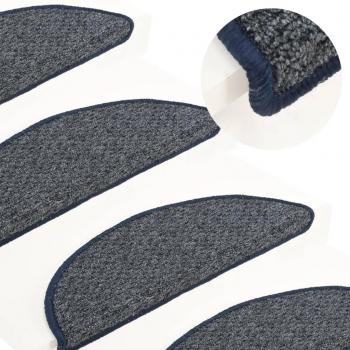 Alfombras de peldaños de escalera 15 uds azul oscuro 56x17x3 cm