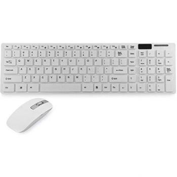 Accesorios para PC Portátil Ordenador Teclado Inalámbrico 2.4G + Cubierta del Teclado Color Blanco + Ratón Óptico Delgado