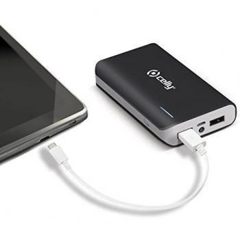 Celly Power Bank - Batería Externa para teléfono con USB de 6000 mAh, Color Negro