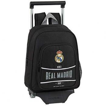 safta 612024020 Mochila pequeña Ruedas, Carro, Trolley Real Madrid CF, Negro