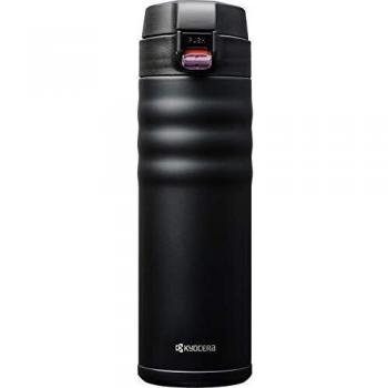 KYOCERA MB-17F BK Travel Mug Black Flip Bottiglia termica, apertura rapida 12H/24C, 17 Fluid_Ounces, Stainless Steel, Negro