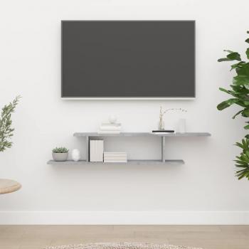 Estante de pared para TV de madera contrachapada 125x18x23 cm en blanco, negro y gris - Mueble de almacenaje estantería para oficina, estudio, sala de estar y dormitorio