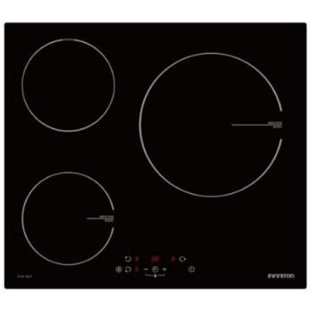 Placa de Inducción Infiniton IND-A35F, 3 Fuegos, Función Boost, Control Táctil, Luz Calor Residual, Bloqueo Infantil, Color Negro