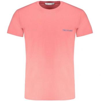 Trussardi Men's Pink Cotton T-Shirt with Logo Print, Size M