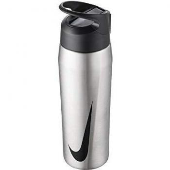 NIKE Bottle S/Steel HYPERCHARGE Straw 24oz Bidón, Unisex Adulto, Plateado y Negro