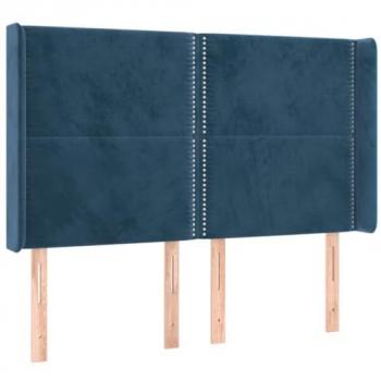 Cabecero con LED de terciopelo azul oscuro 147x16x118/128 cm