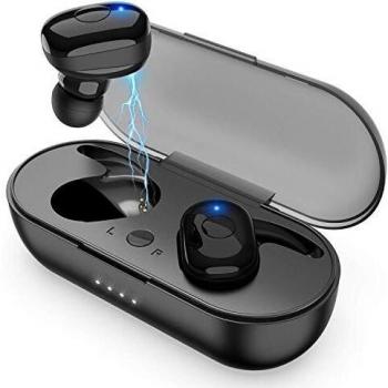 Auriculares Bluetooth, Auriculares Inalámbricos Bluetooth 5.0, Sonido Estéreo Sweat-Proof In-Ear Auricularescon Caja de Carga, Auriculares Bluetooth Inalámbricos para iPhone y Android
