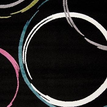 Alfombra Modern Style circular negro Crema Gris Rosa Turquesa Öko Tex Diferentes Tamaños, polipropileno, Schwarz Creme Grau Pink, 240 cm_x_340 cm