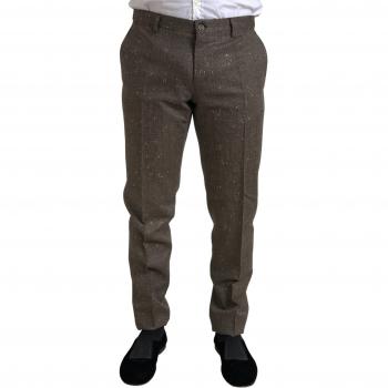 Dolce & Gabbana Brown Wool Dress Skinny Trousers for Men, Size IT48 | M
