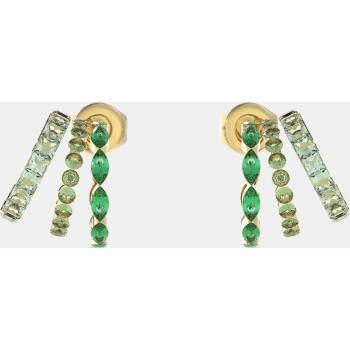 Pendientes de aro Crazy Earrings Triples de acero y cristales