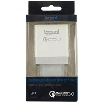 iggual Cargador 2xUSB carga rápida QC3.0 30W