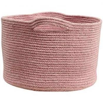 Happy Decor Kids -Cesta Basket 100% Algodón Natural -Rosa- 36x36x24 cm