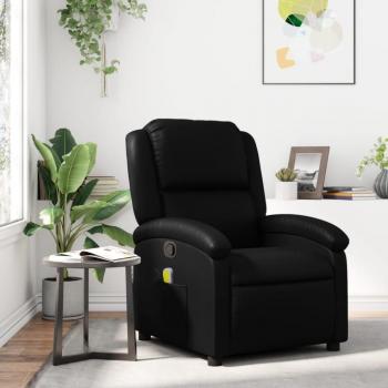 Sillón de masaje reclinable de cuero sintético en negro, crema y marrón - Sillón cómodo para dormitorio, silla relax y sofá