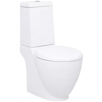 Inodoro WC redondo de cerámica flujo hacia abajo blanco