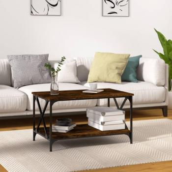Mesa de centro vidaXL madera y hierro 80x50x45 cm negro, roble sonoma, roble ahumado, mesita de salón o comedor o auxiliar mesa de café meuble salón