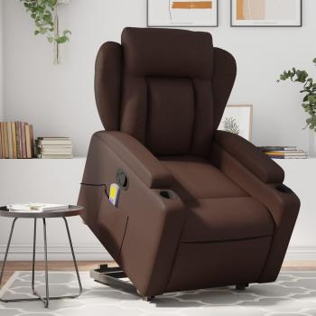 Sillón reclinable de masaje de pie de cuero sintético marrón Replensible Vidaxl