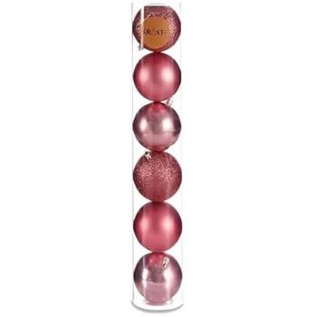 Set de Bolas de Navidad Rosa Plástico 8 x 9 x 8 cm (24 Unidades)