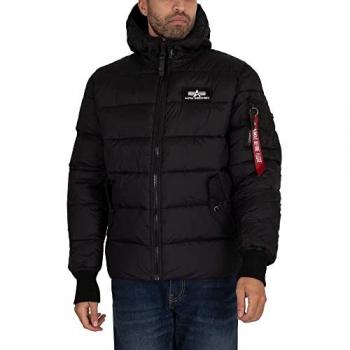Alpha Industries Hooded Puffer Bomber Jacket - Black - XL - 100% Polyester
