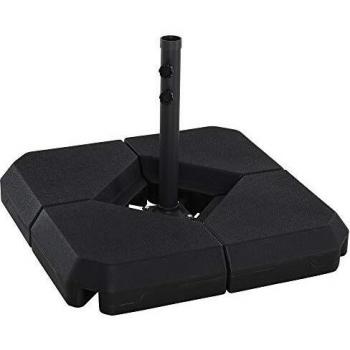 Outsunny Base para Sombrilla de Ø48 mm con 4 Pesos Rellenables de Agua o Arena de 60L Soporte de Sombrilla en Forma de Cruz con Tubo de Acero 80x80x50 cm Negro
