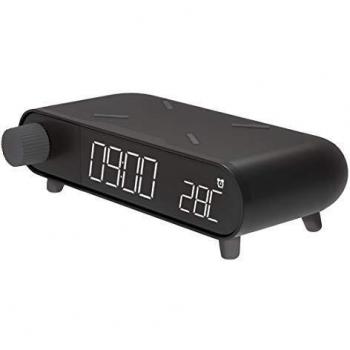 Despertador Cargador Inalámbrico Ksix con Indicador de Temperatura y Tecnología Qi, 10W - Negro