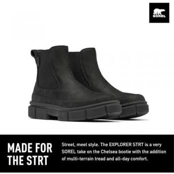 SOREL Women's Explorer STRT Black Leather Chelsea Boots