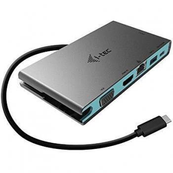 i-tec USB-C 4K Base de Conexión para Viajar 1x HDMI 1x VGA 1x GLAN Ethernet 2x USB 3.0 1x USB-C Power Delivery/Data para Windows MacOS Thunderbolt 3 Compatible incl. 20cm USB-C Cable