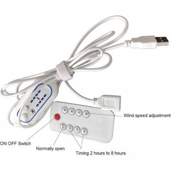 Control Remoto Universal USB con Interruptor Ajustable de 4 Velocidades y Temporizador de 2-8 Horas para Ventilador, Luz LED y Pequeños Electrodomésticos