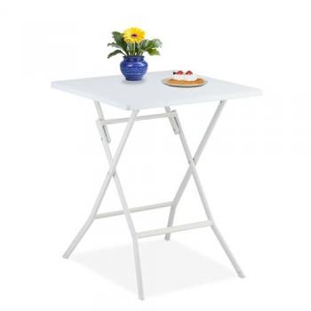 Mesa de Jardín Plegable Multifuncional, 73 x 62 x 62 cm, Resistente a la Intemperie, Blanca - Relaxdays
