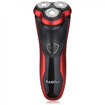 FARI Afeitadora eléctrica rotativa, afeitadora eléctrica para afeitar recargable húmeda y seca para hombres, negra y roja