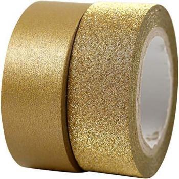 Cinta decorativa reposicionable Vivi Gade oro 15 mm - 2 rollos