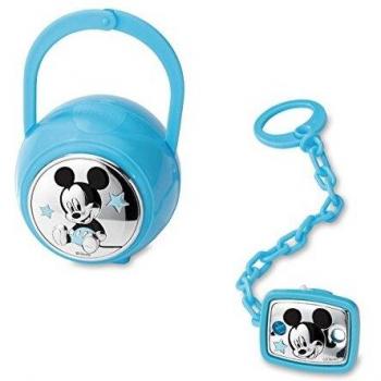 Disney Baby - Mickey Mouse - Clip para chupete con cadena y funda - Plata