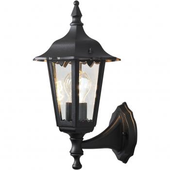 Aplique de pie Konstsmide Firenze, 36 cm, negro mate, lámpara farol clásica para exteriores, IP43