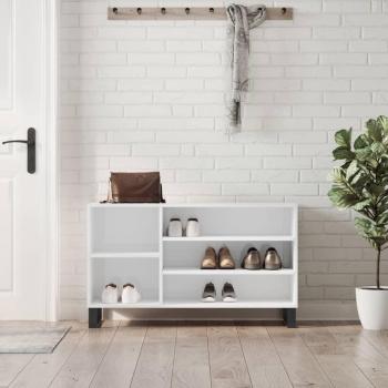 Zapatero blanco pulido 102x36x60 cm madera multicapa