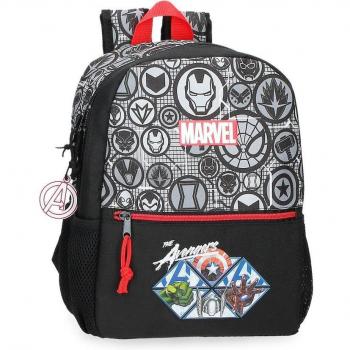 Mochila de Los Vengadores para niños con bolsillos laterales y frontal, ideal para paseos y excursiones - 25x32x12cm -