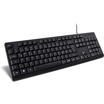 Teclado USB Inter-Tech K-118 QWERTZ Negro Ergonómico 104 Teclas